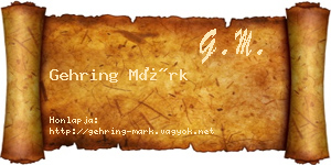 Gehring Márk névjegykártya