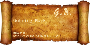 Gehring Márk névjegykártya